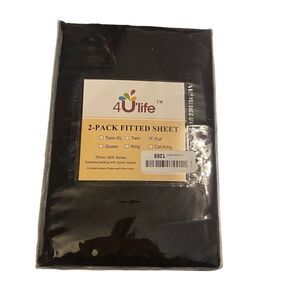 4U’life 2 Pack Fitted Full Sheet Black‎